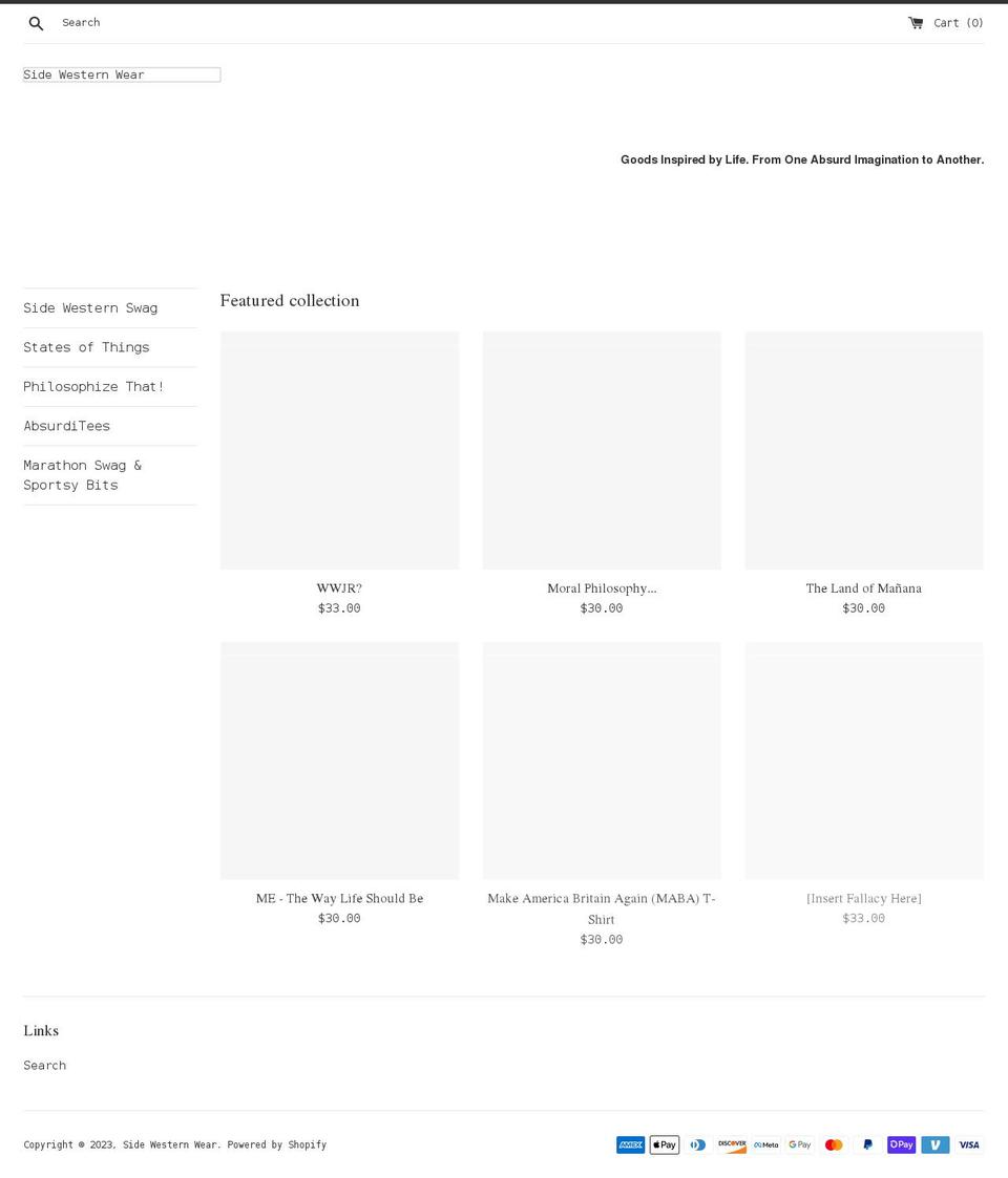 sidewestern.com shopify website screenshot