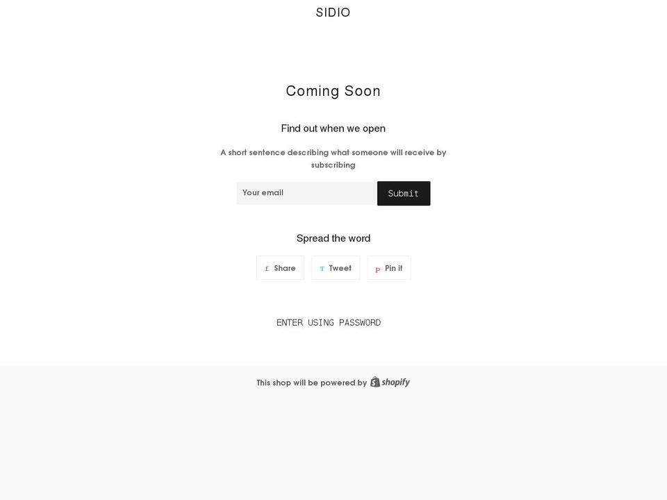 sidio.net shopify website screenshot
