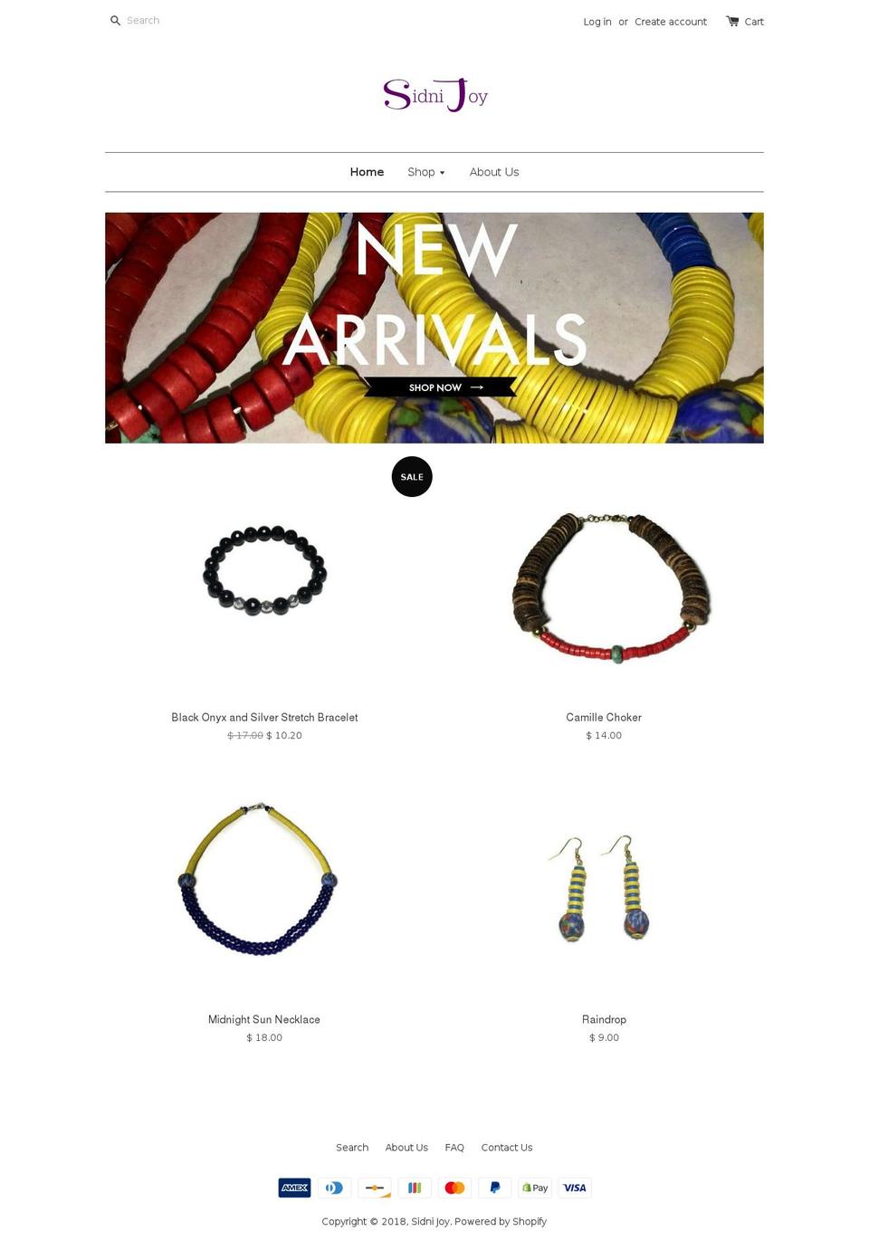 sidnijoy.com — Shopify storefront screenshot