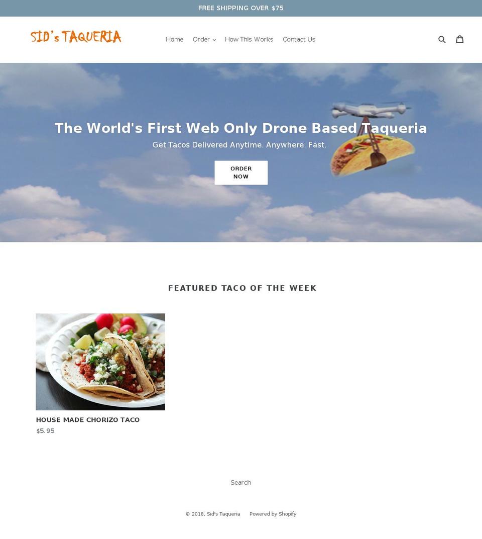 sids-taqueria.com — Shopify storefront screenshot