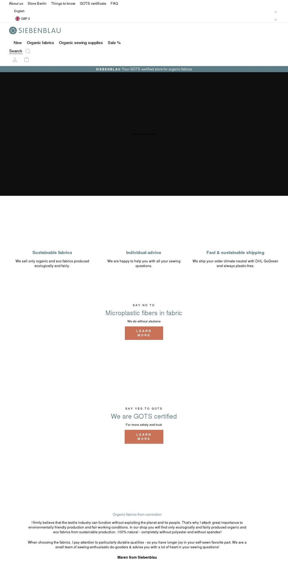 siebenblau.com shopify website screenshot