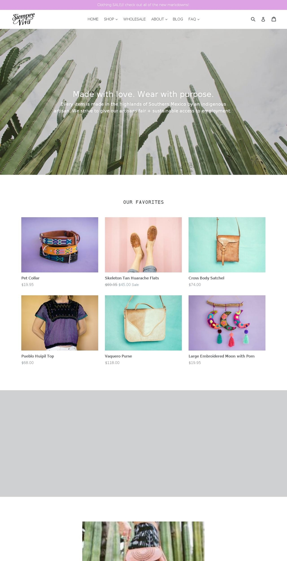 siemprevivaclothing.com — Shopify storefront screenshot