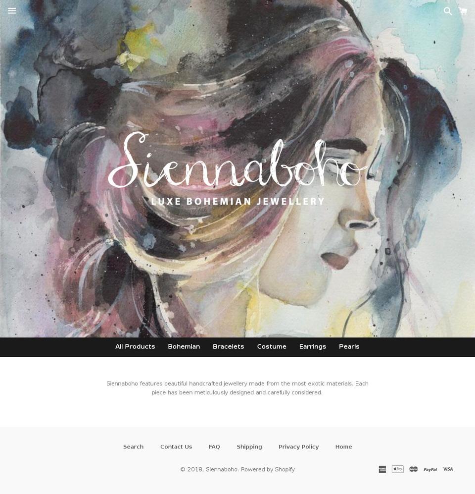 siennaboho.com — Shopify storefront screenshot