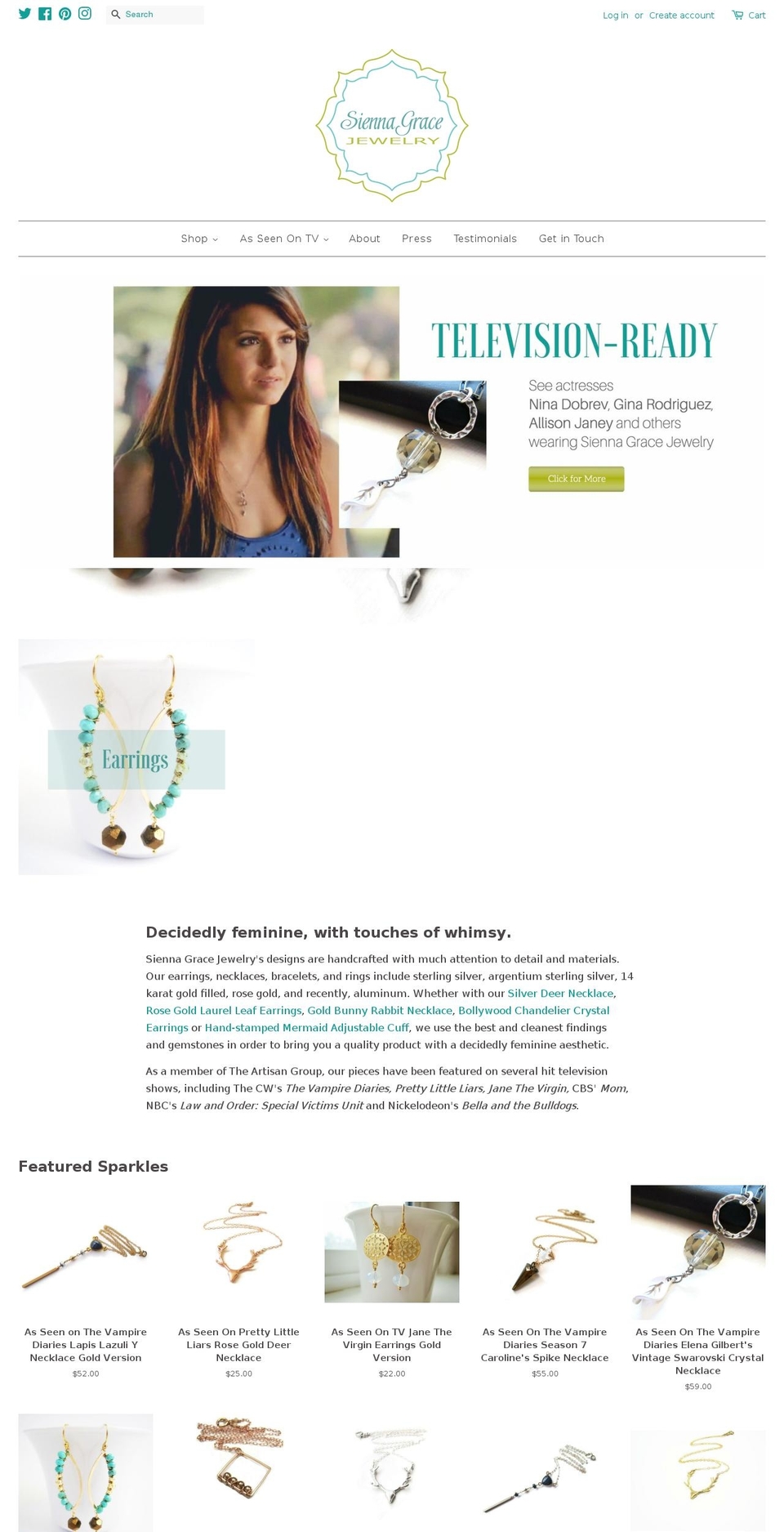 siennagracejewelry.com — Shopify storefront screenshot