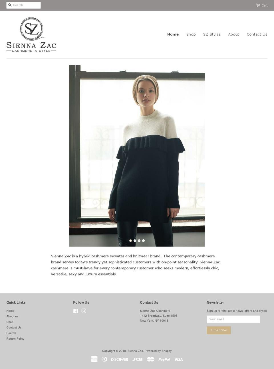 siennazac.com shopify website screenshot