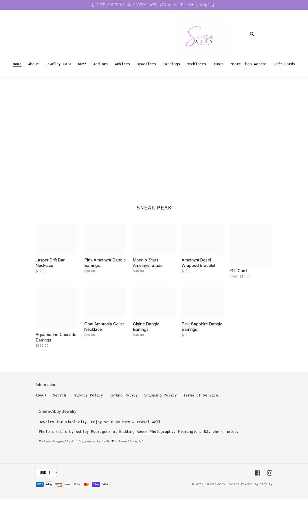 sierra-abby.com shopify website screenshot