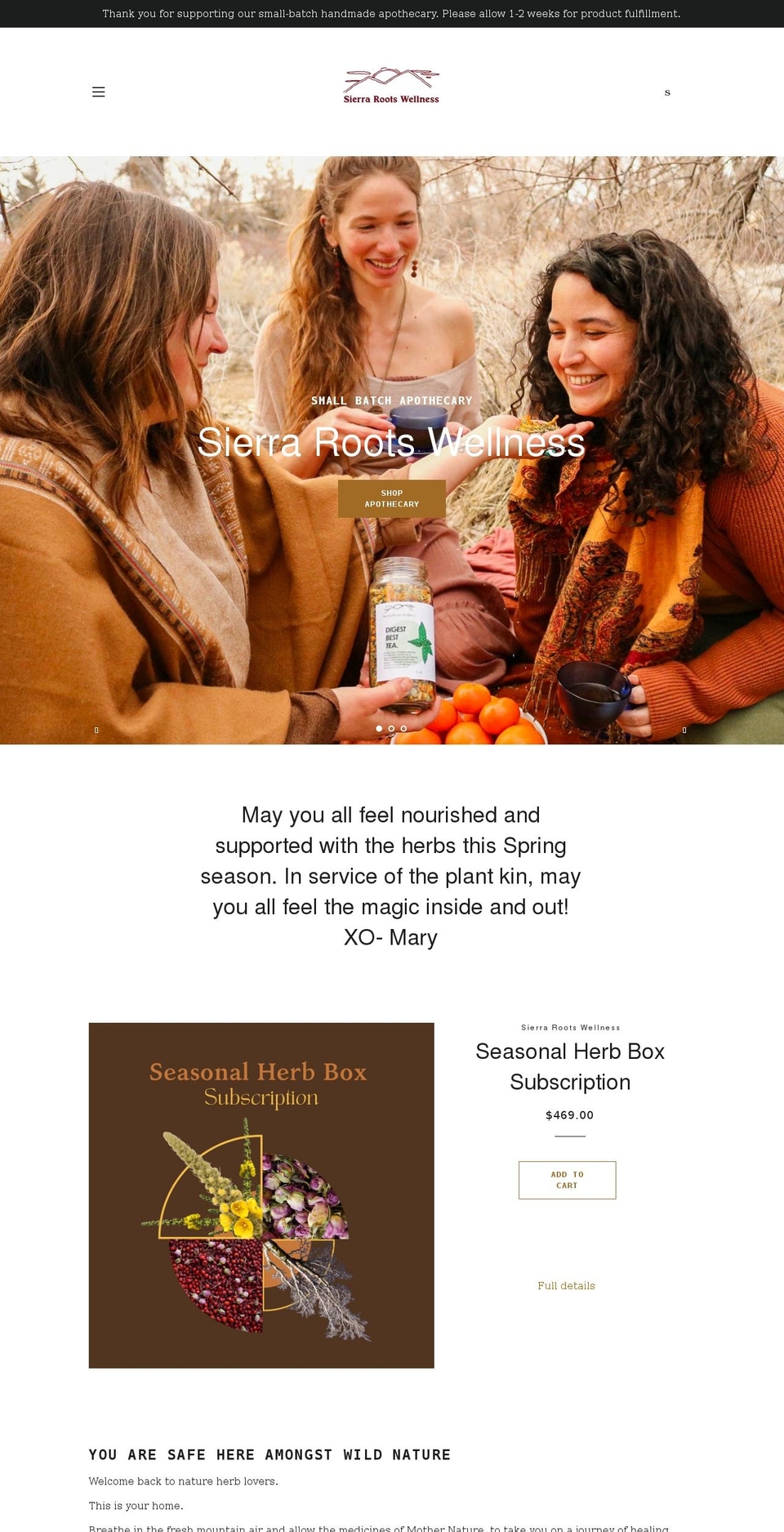 sierrarootswellness.com shopify website screenshot