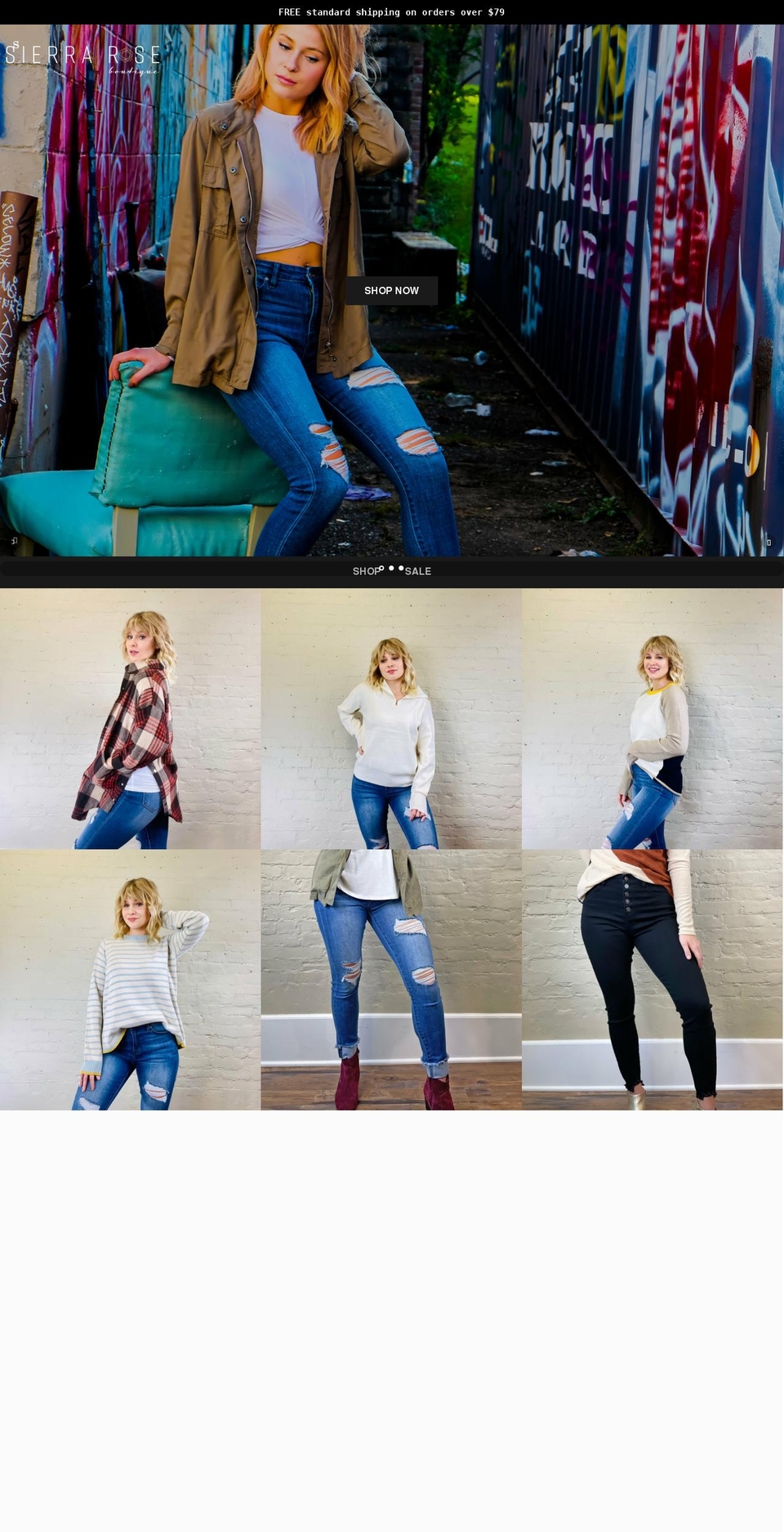 sierraroseboutique.com shopify website screenshot