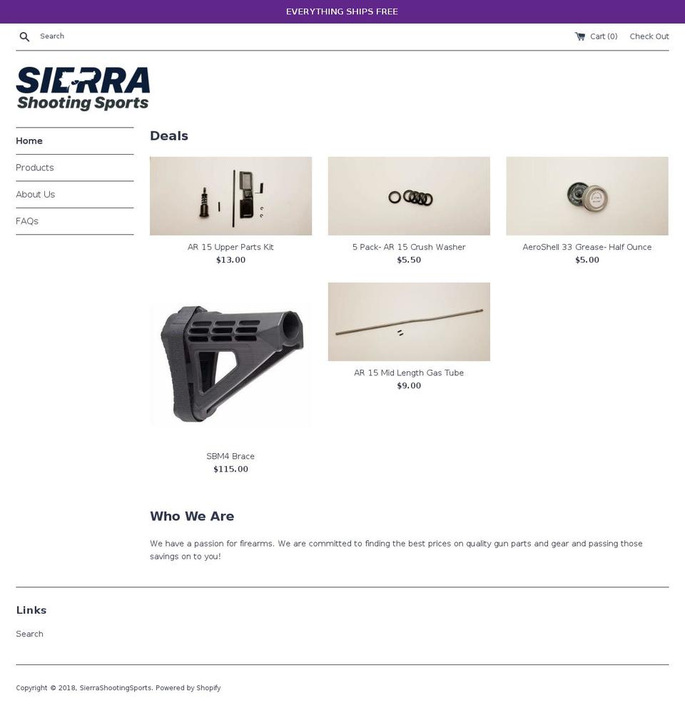 sierrashootingsports.com — Shopify storefront screenshot