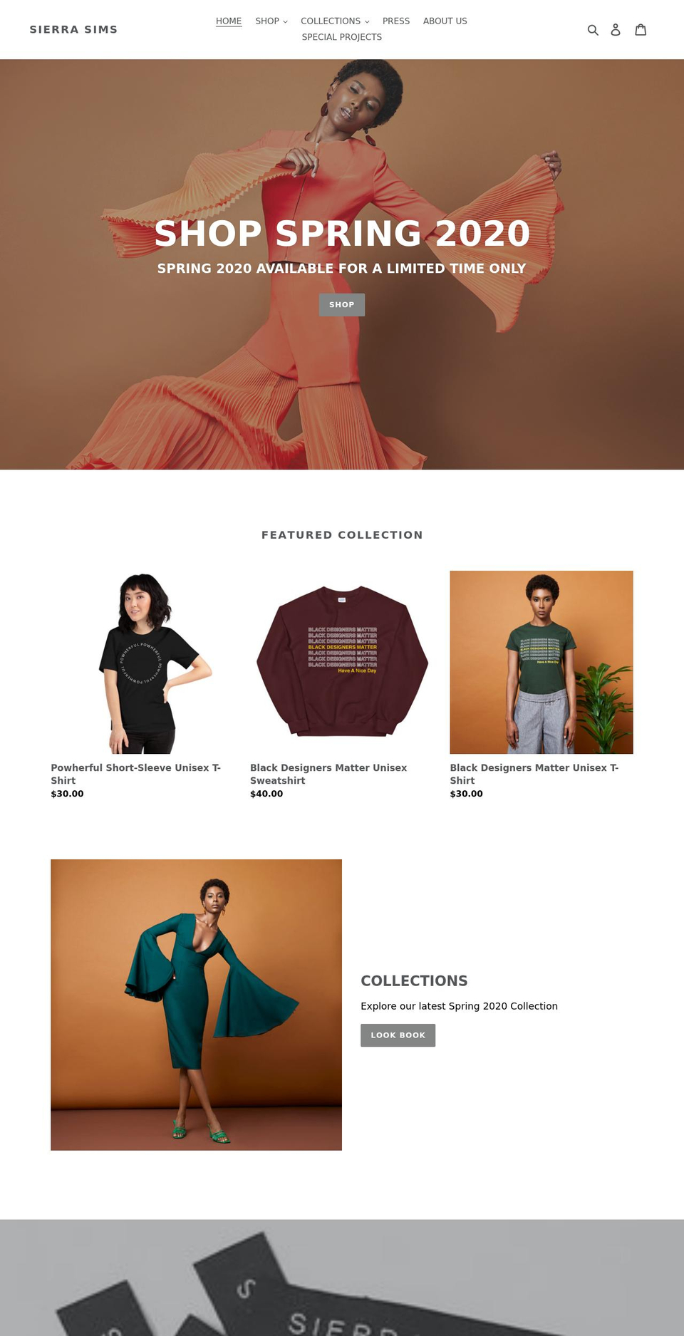 sierrasims.com shopify website screenshot