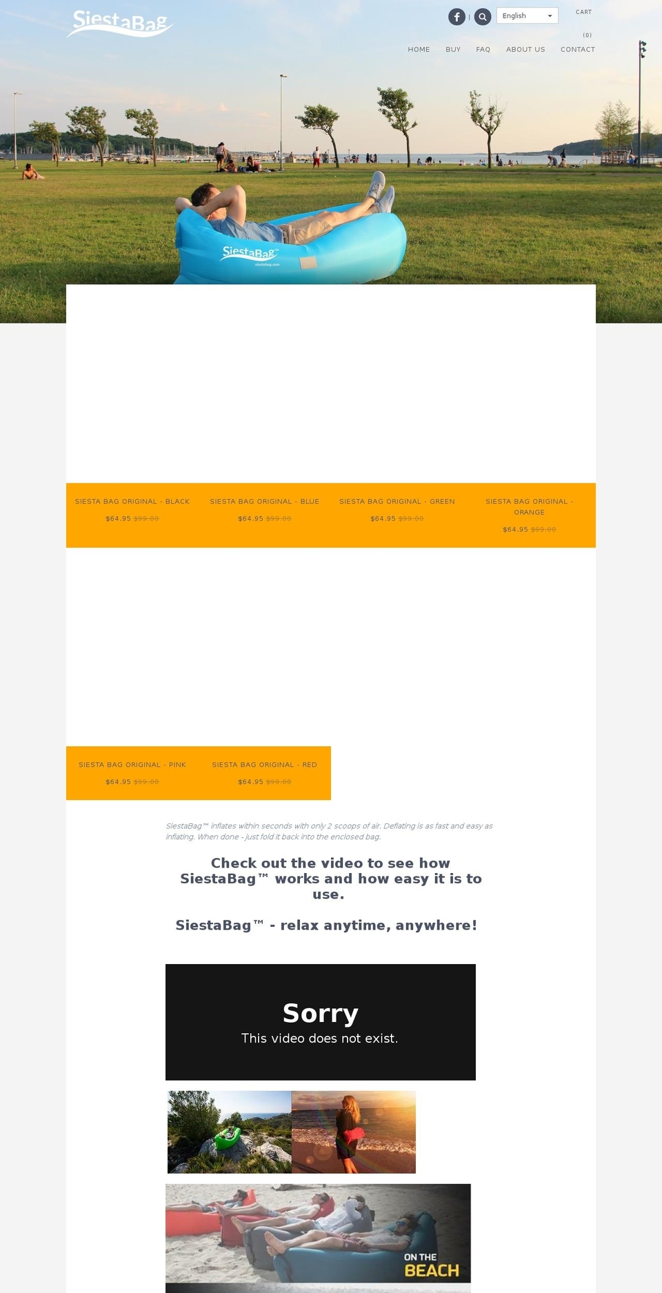 siestabag.com shopify website screenshot
