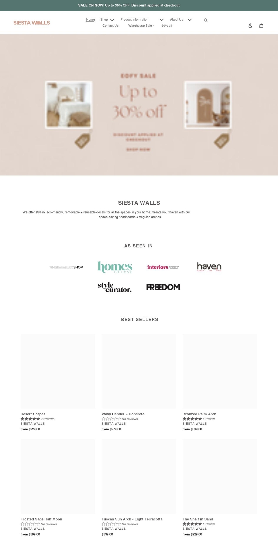 siestawalls.com.au shopify website screenshot