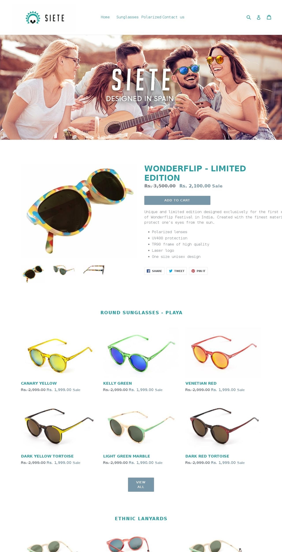 sietesun.com — Shopify storefront screenshot