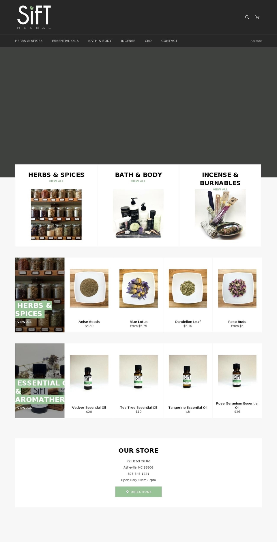 siftasheville.com — Shopify storefront screenshot