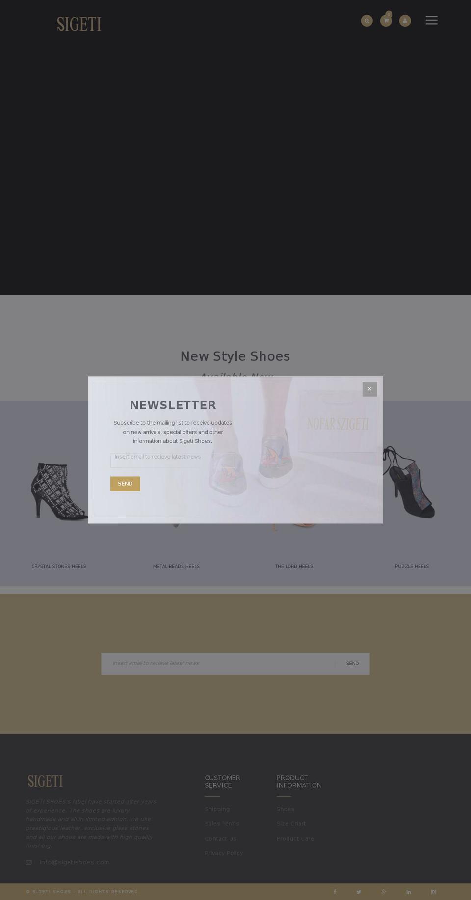 sigetishoes.com — Shopify storefront screenshot