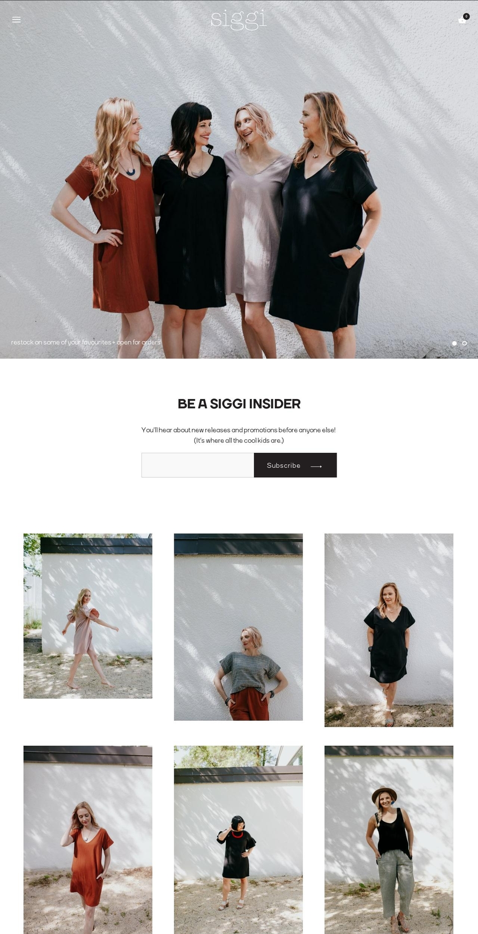 siggiclothier.com — Shopify storefront screenshot
