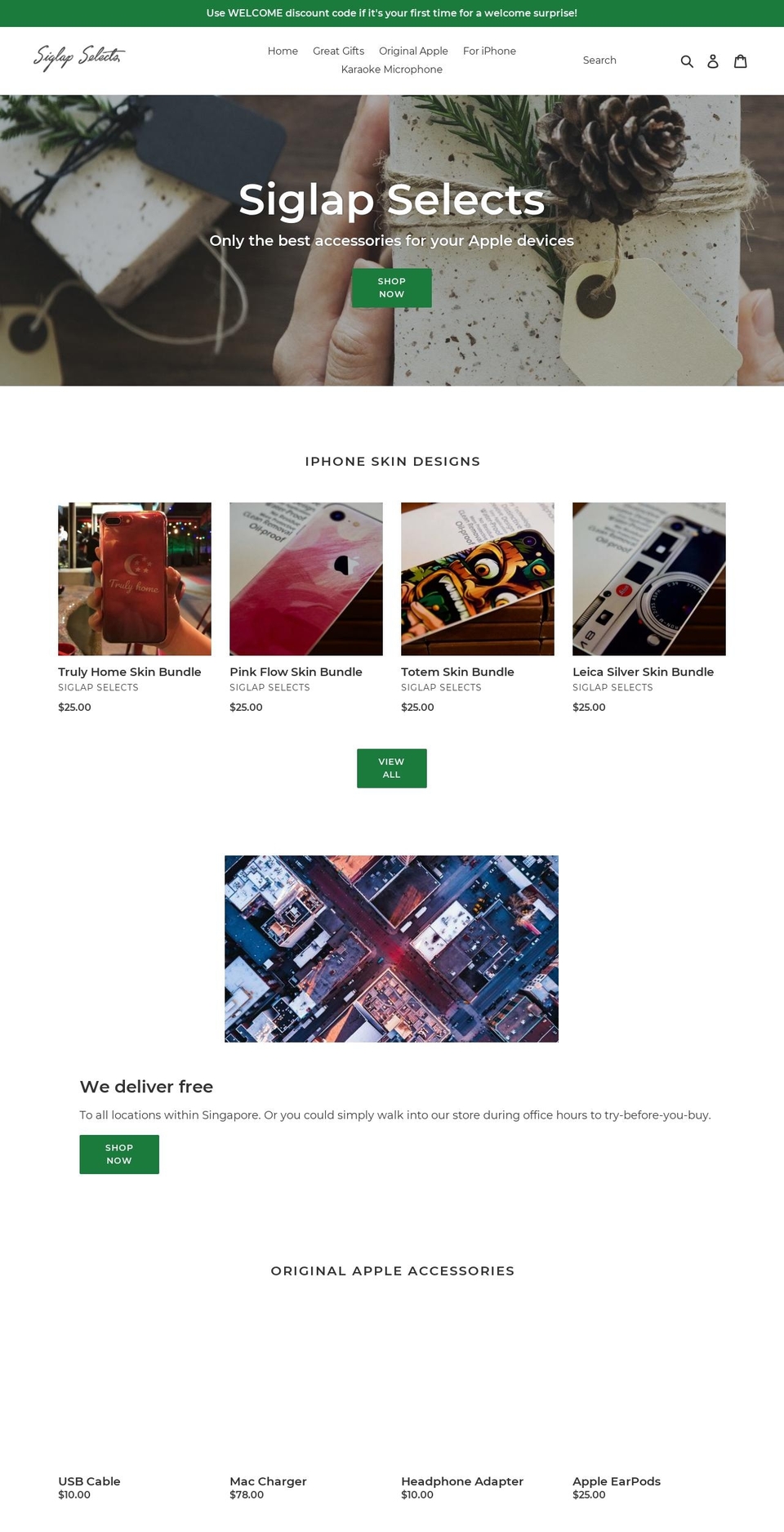 siglapselects.com — Shopify storefront screenshot