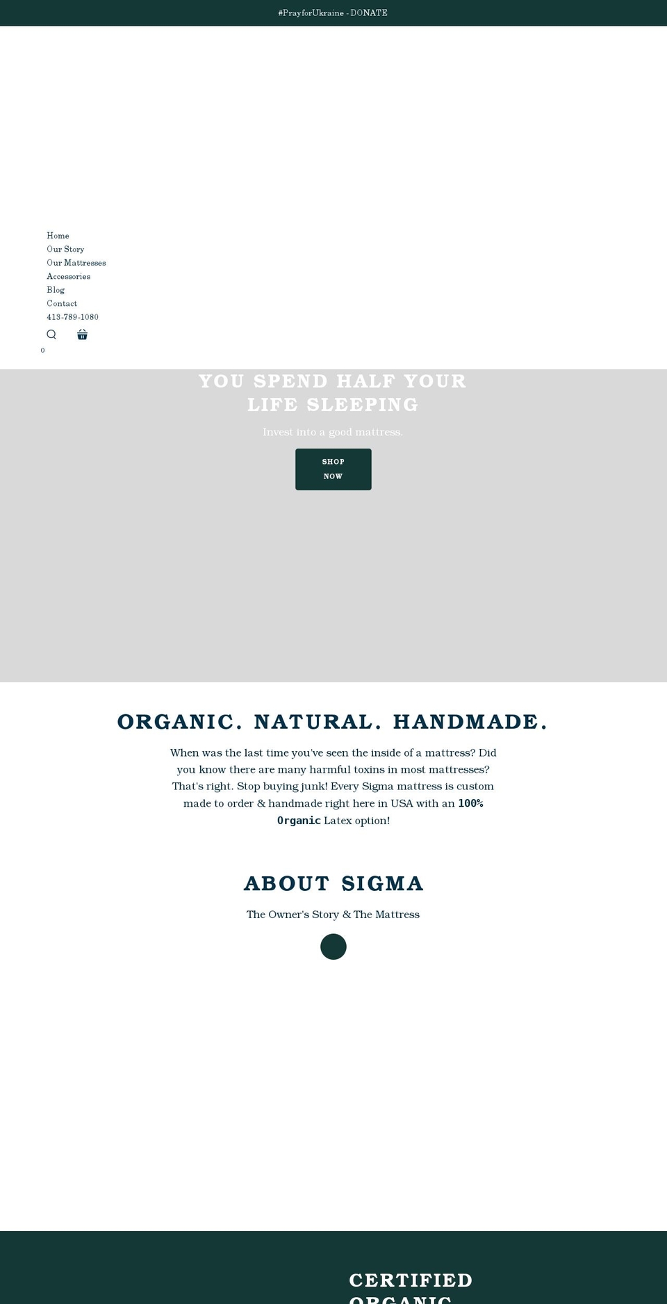 sigmamattress.com shopify website screenshot