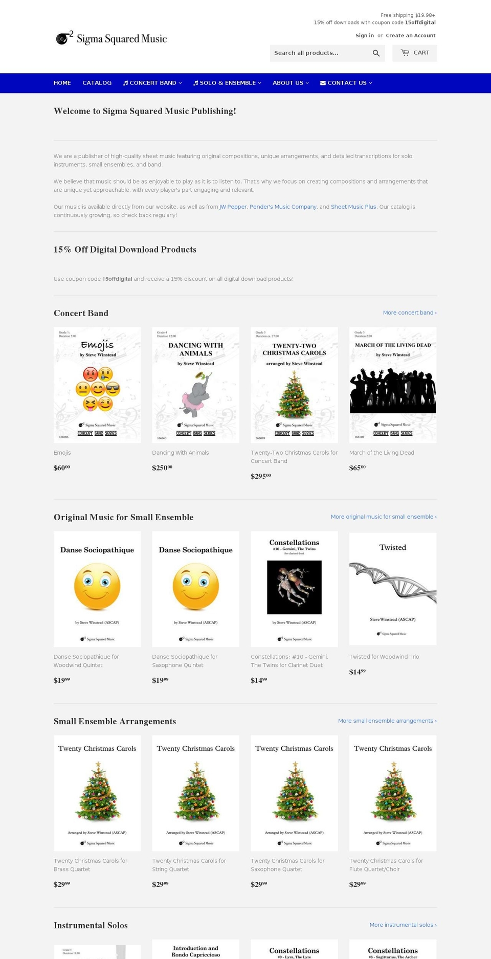 sigmasquaredmusic.com — Shopify storefront screenshot