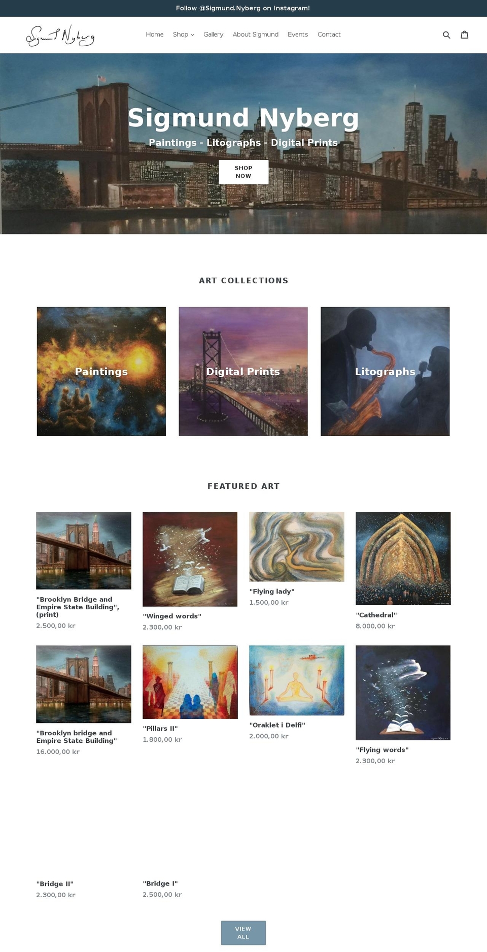 sigmundnyberg.com — Shopify storefront screenshot