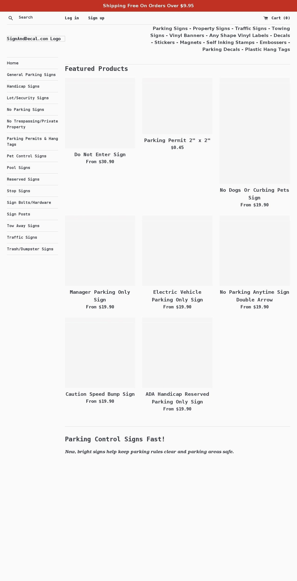 signanddecal.com shopify website screenshot
