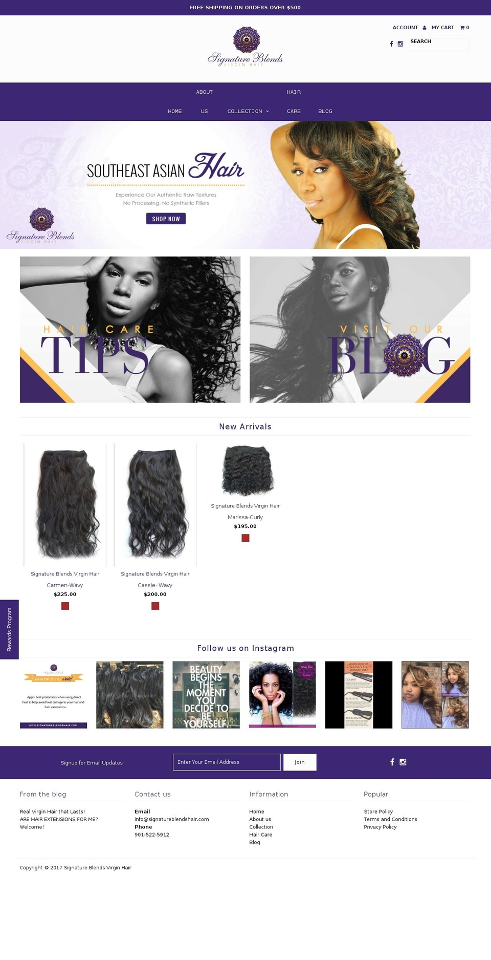 signatureblendshair.com shopify website screenshot