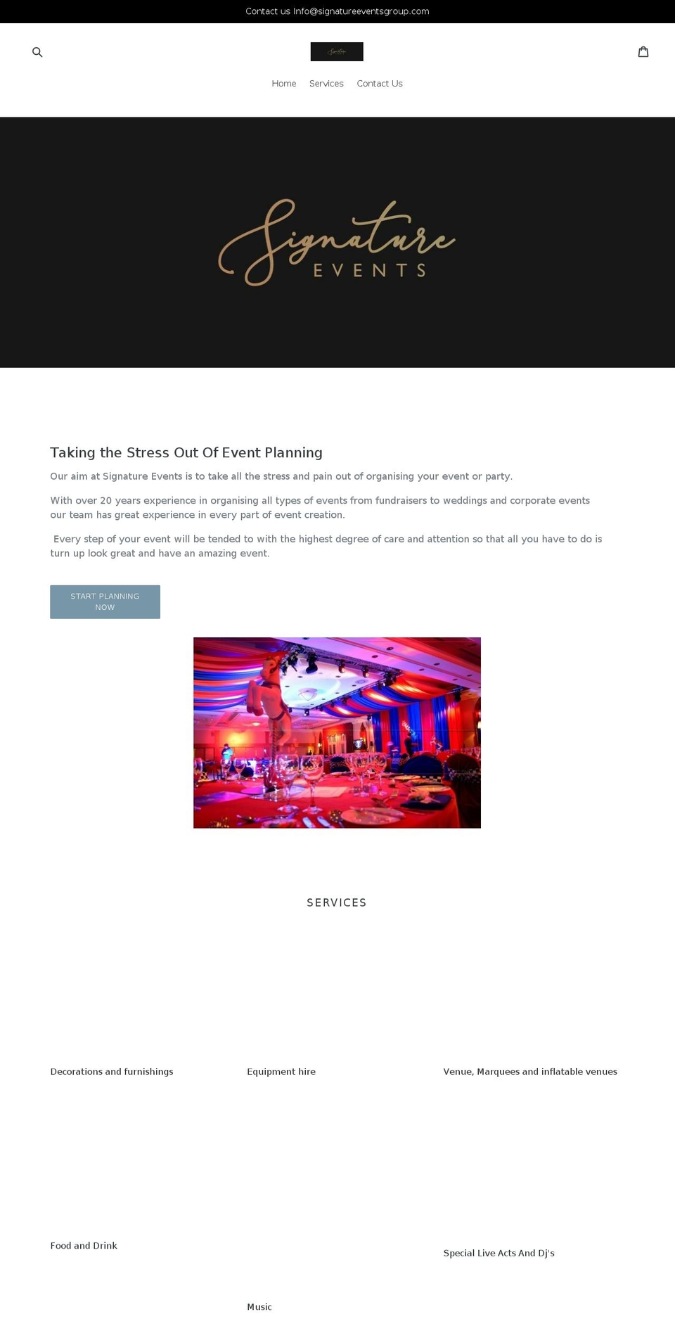 signatureeventsgroup.com — Shopify storefront screenshot