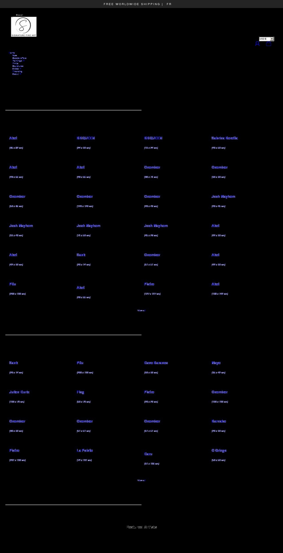 signaturefineart.com shopify website screenshot