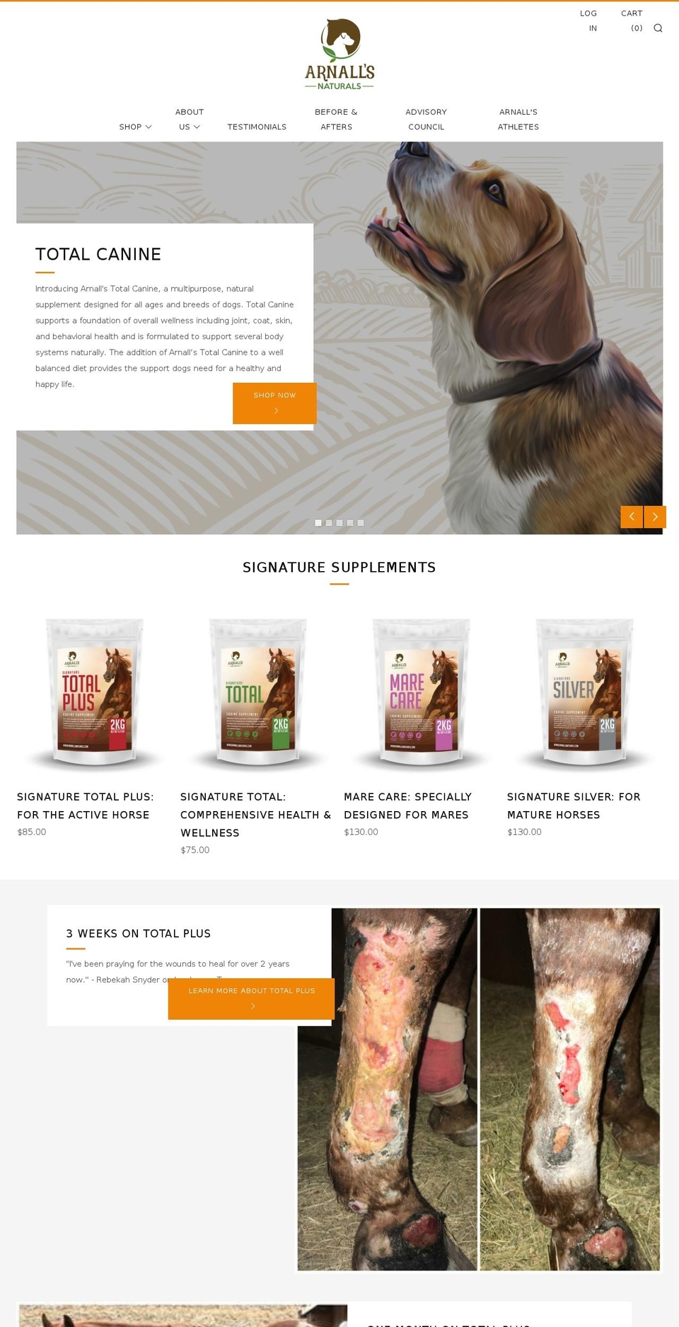signaturenaturalequine.com — Shopify storefront screenshot