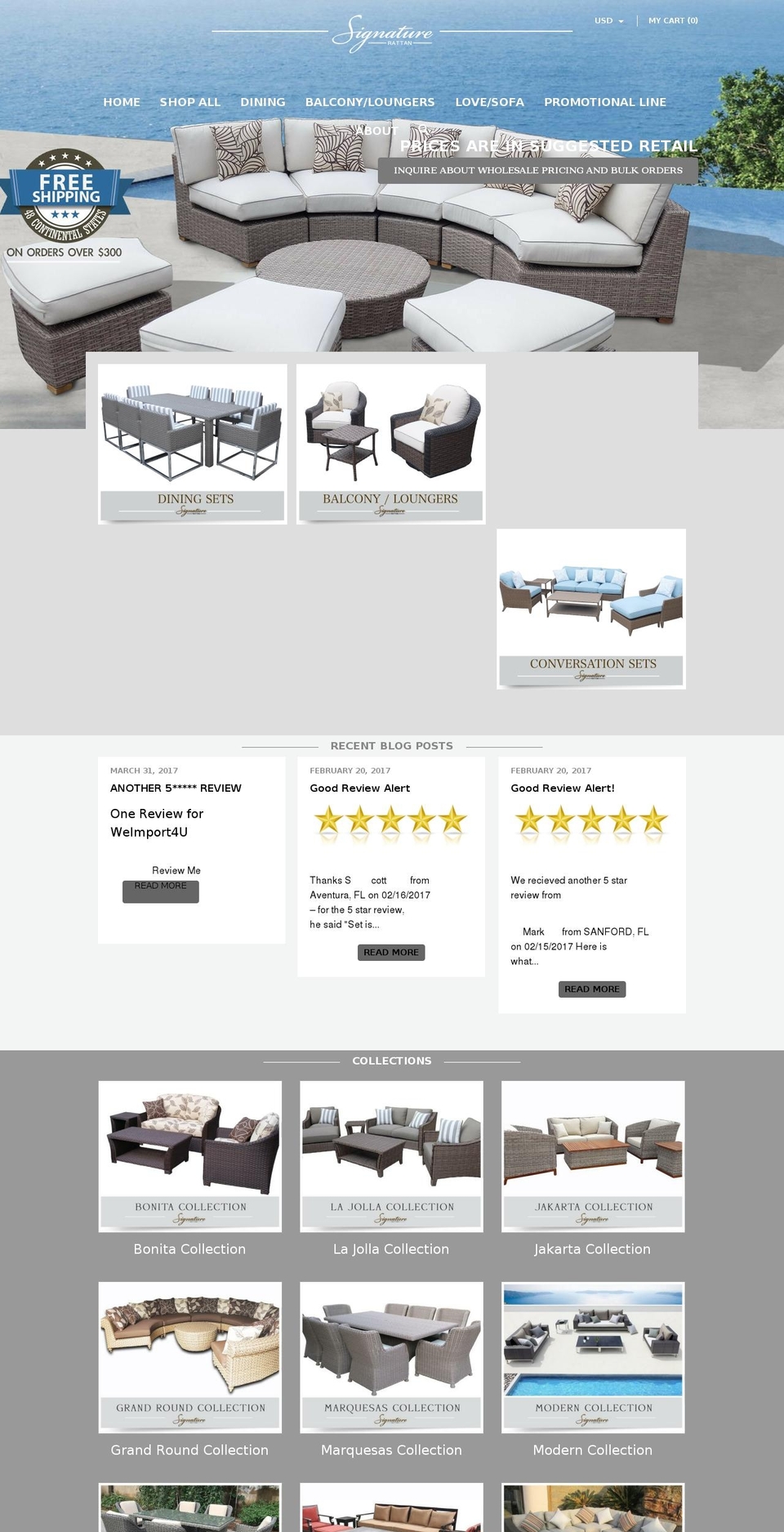 signaturerattan.com shopify website screenshot