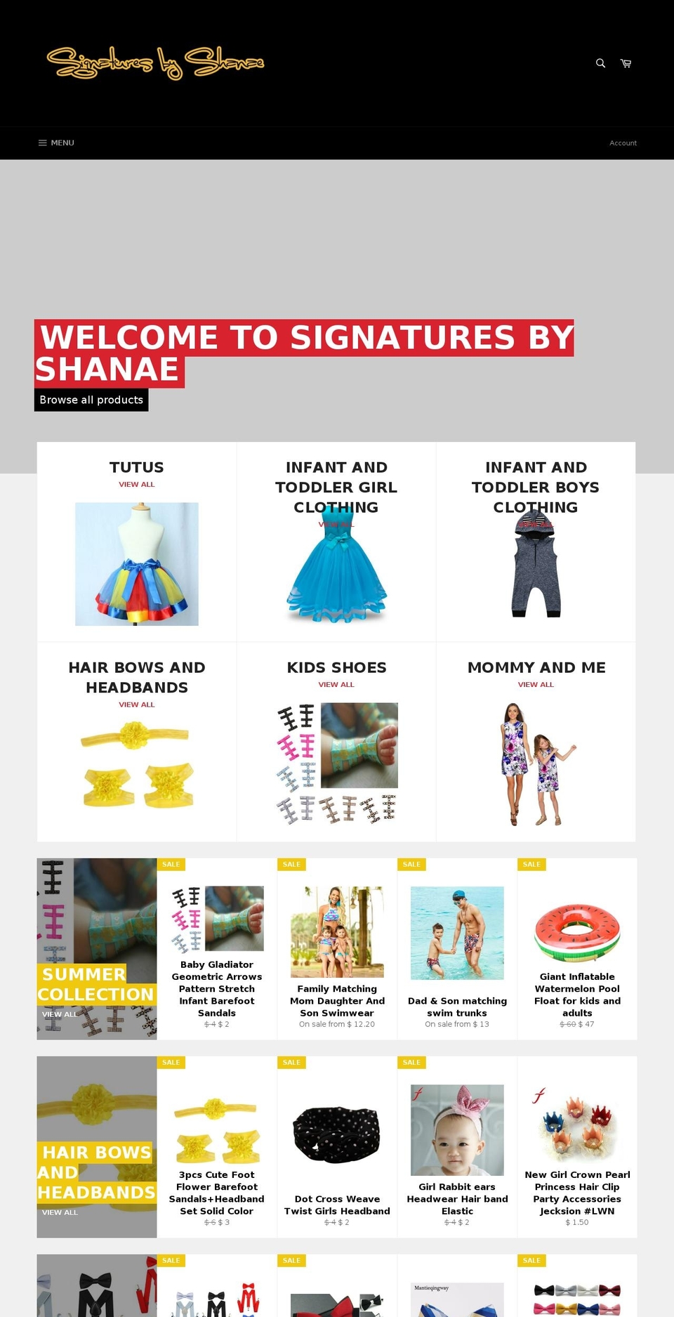 signaturesbyshanae.com — Shopify storefront screenshot