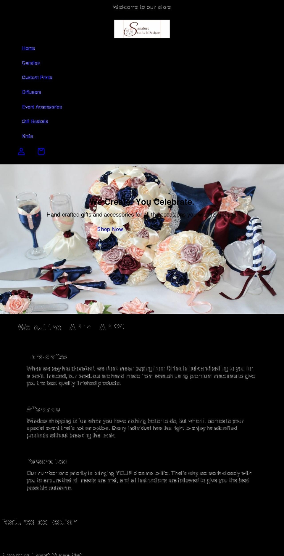 signaturescentsanddesigns.com shopify website screenshot