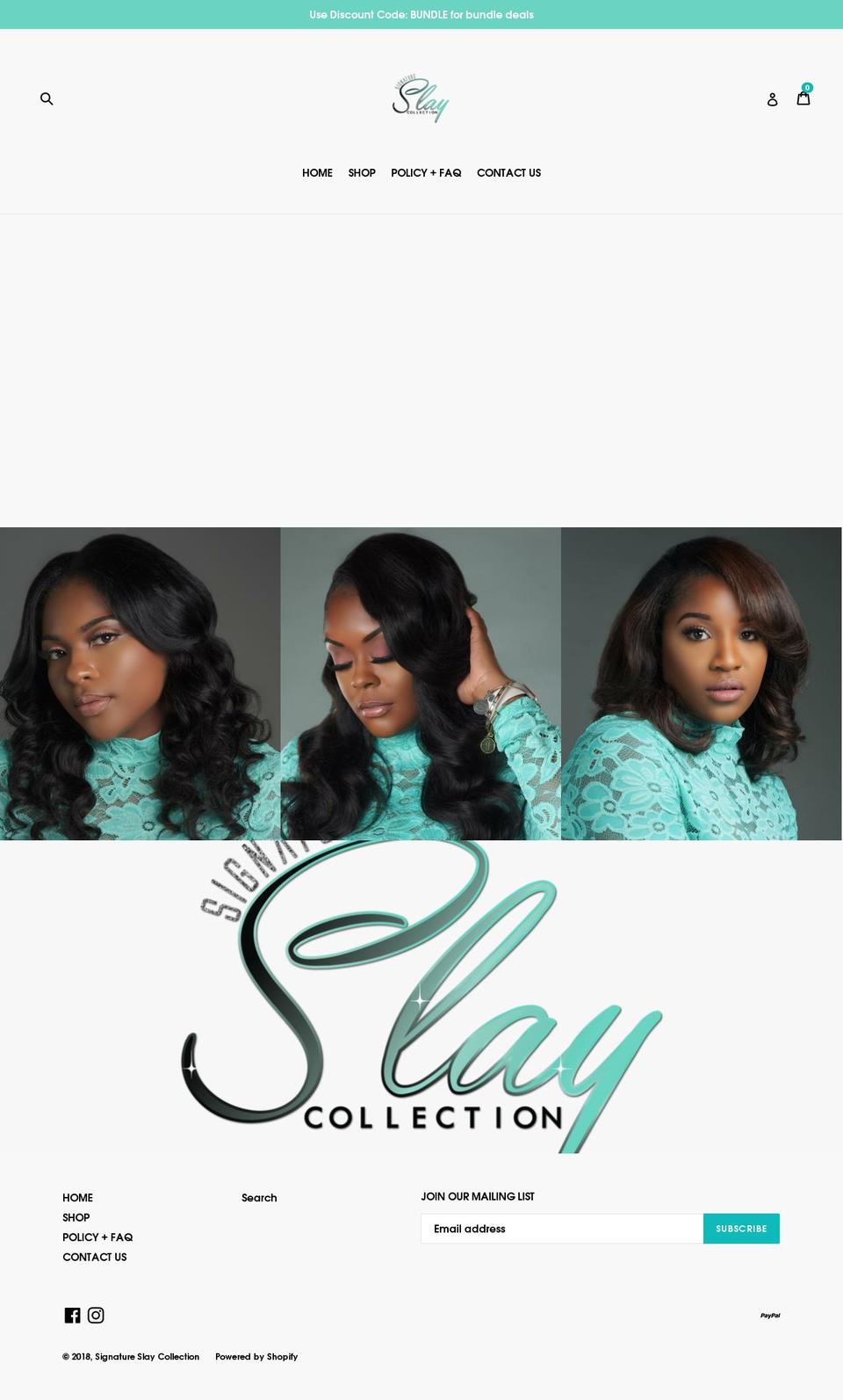 signatureslaycollection.com shopify website screenshot