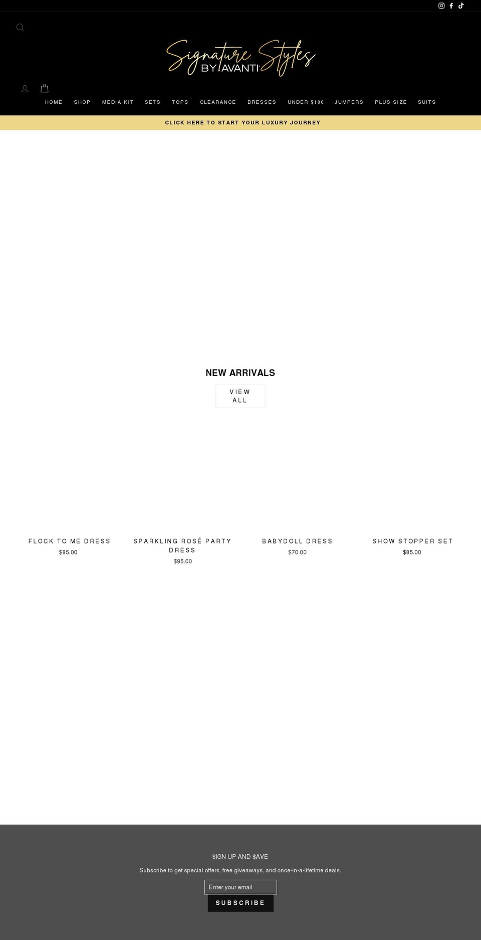 signaturestylesbyavanti.com shopify website screenshot