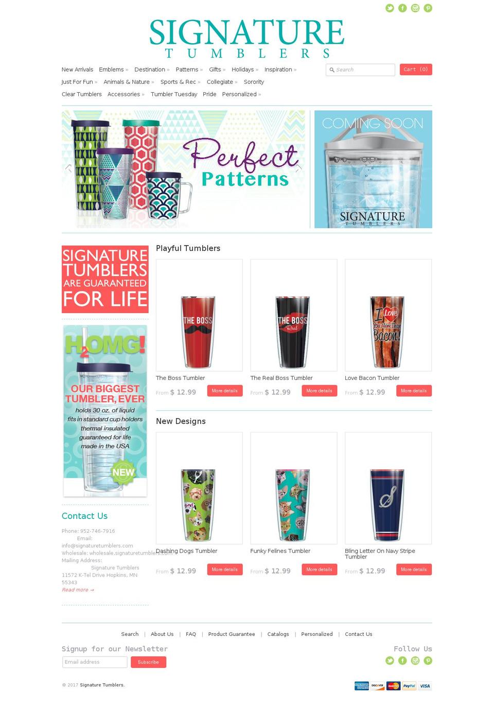 signaturetumblers.net shopify website screenshot