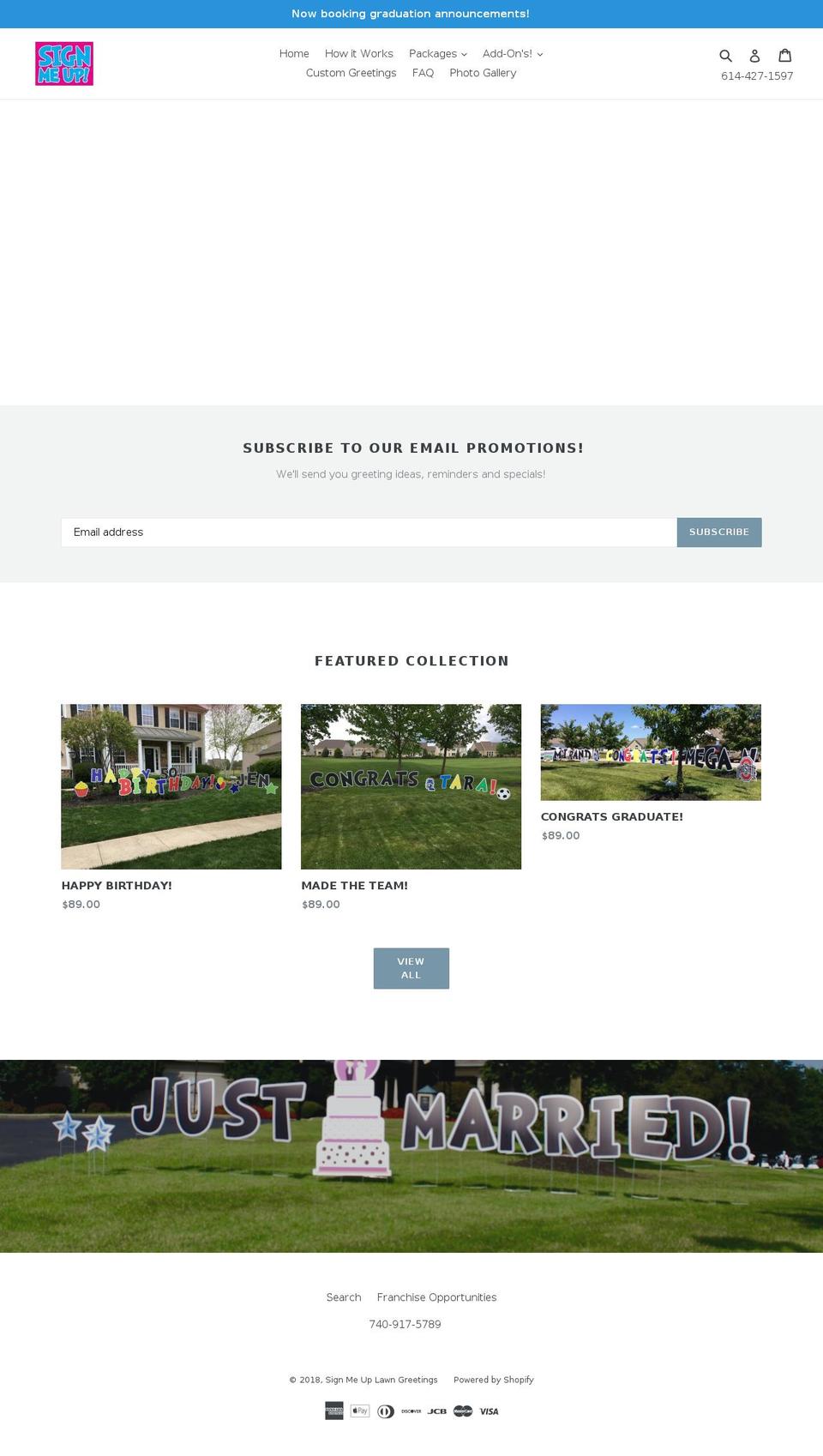signmeuplawngreetings.com — Shopify storefront screenshot