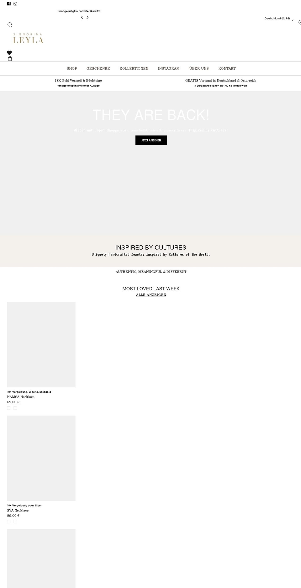 signorina-leyla.com shopify website screenshot