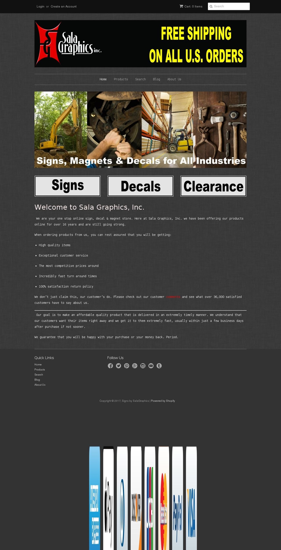 signsbysalagraphics.com shopify website screenshot