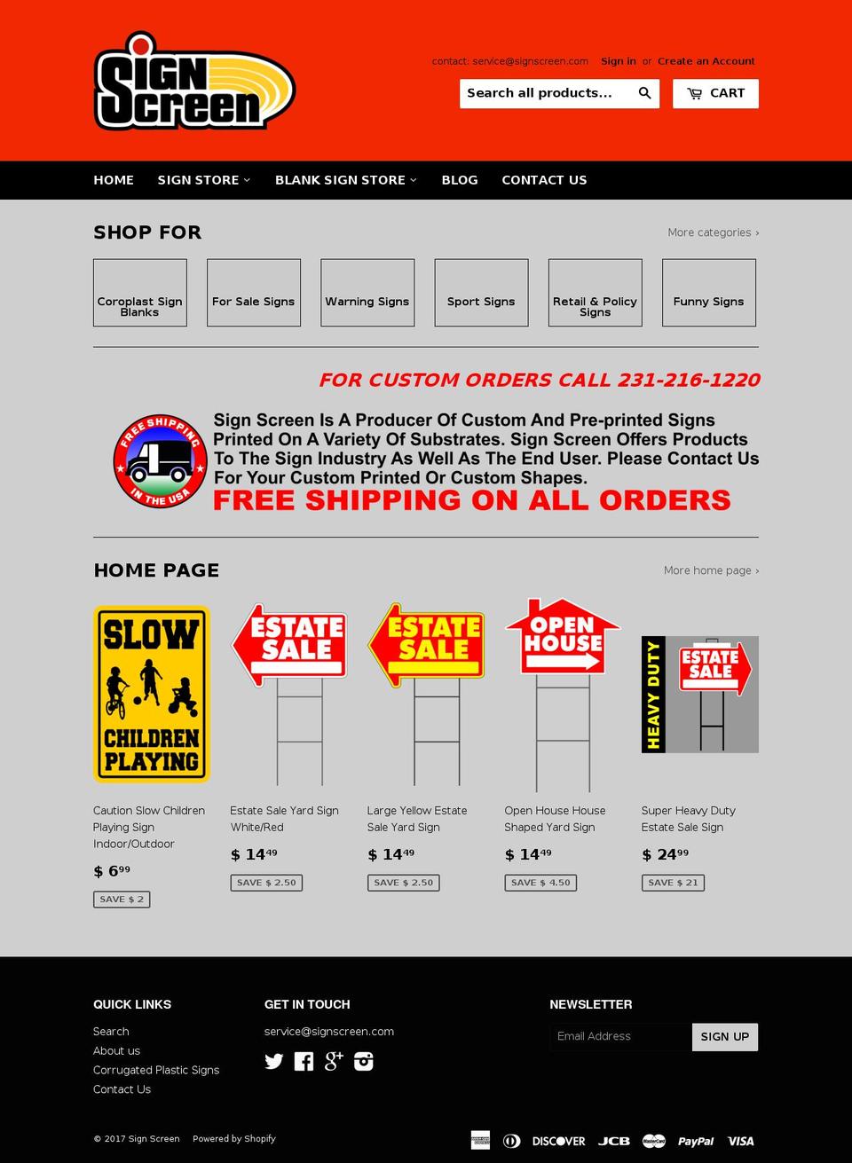 signscreen.com shopify website screenshot