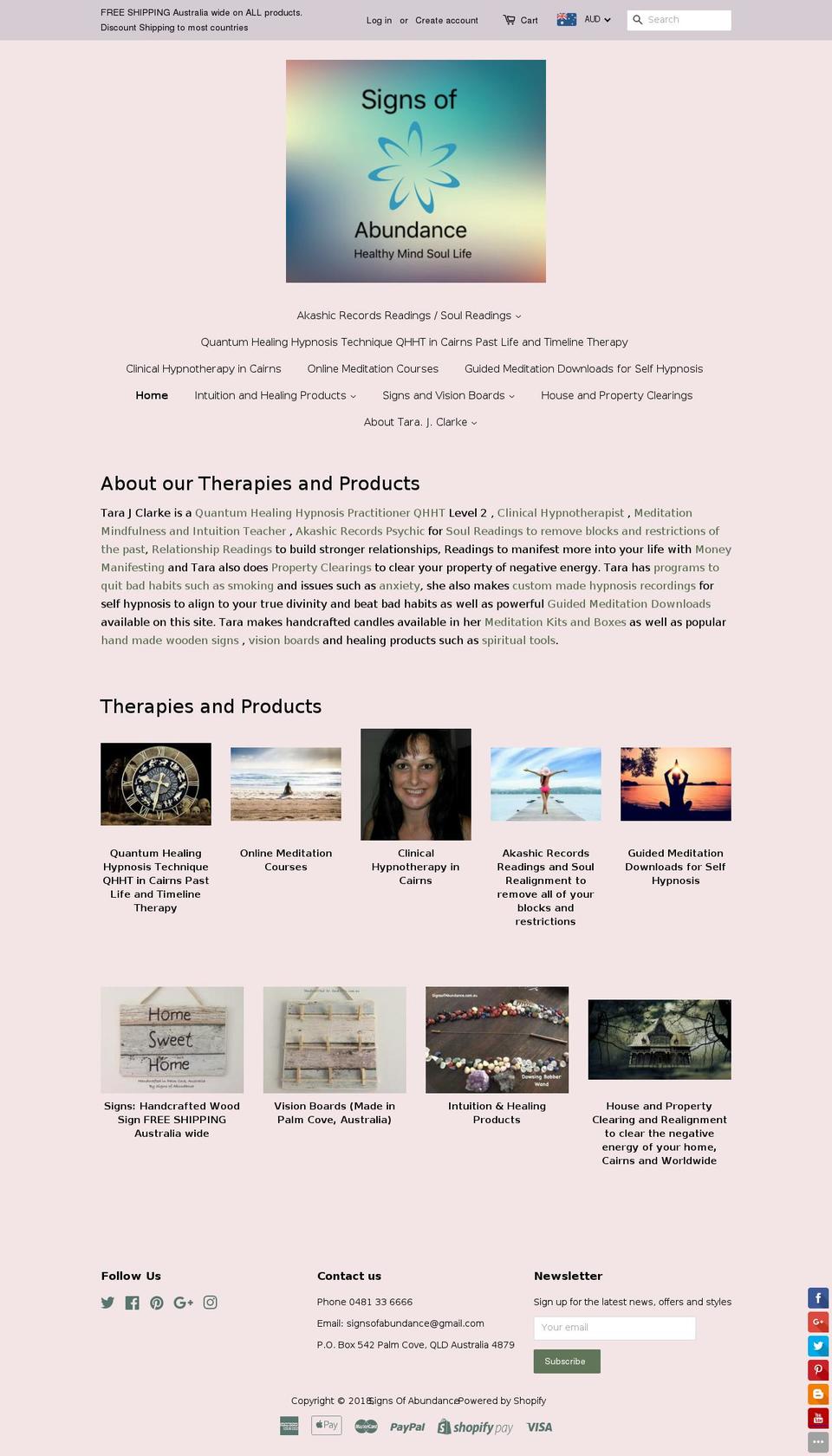 signsofabundance.com — Shopify storefront screenshot