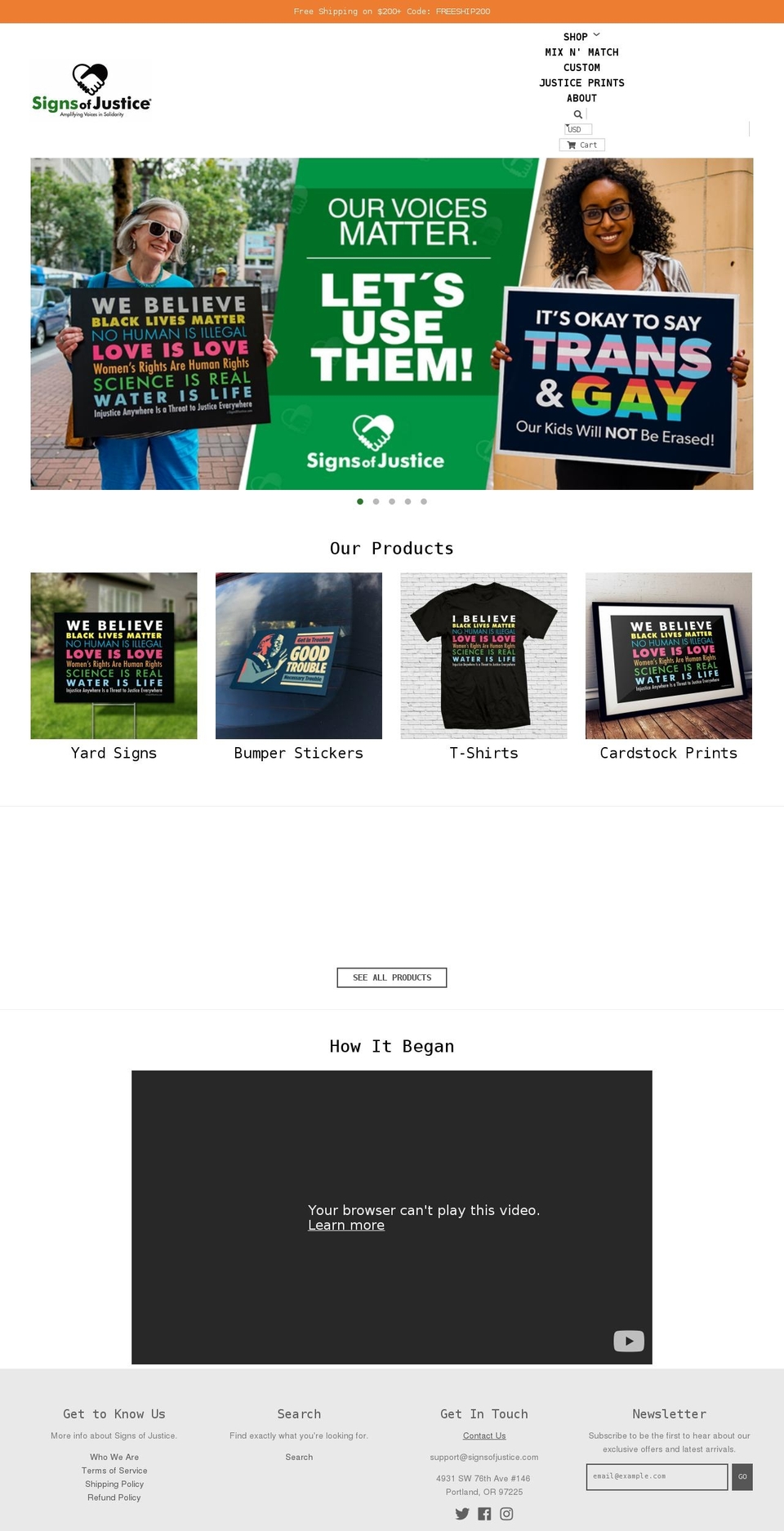 signsofjustice.com shopify website screenshot