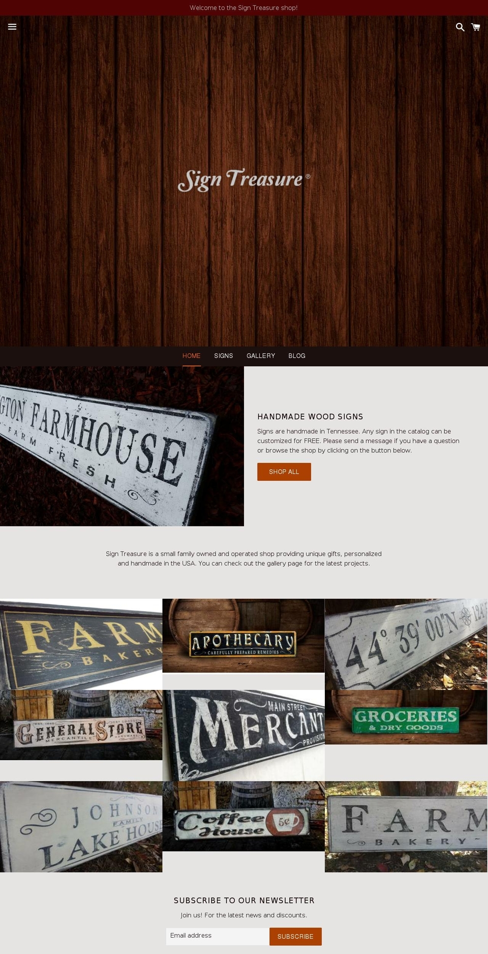 signsoftreasure.com — Shopify storefront screenshot