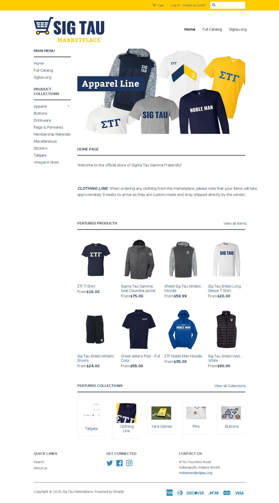 sigtaumarketplace.com shopify website screenshot