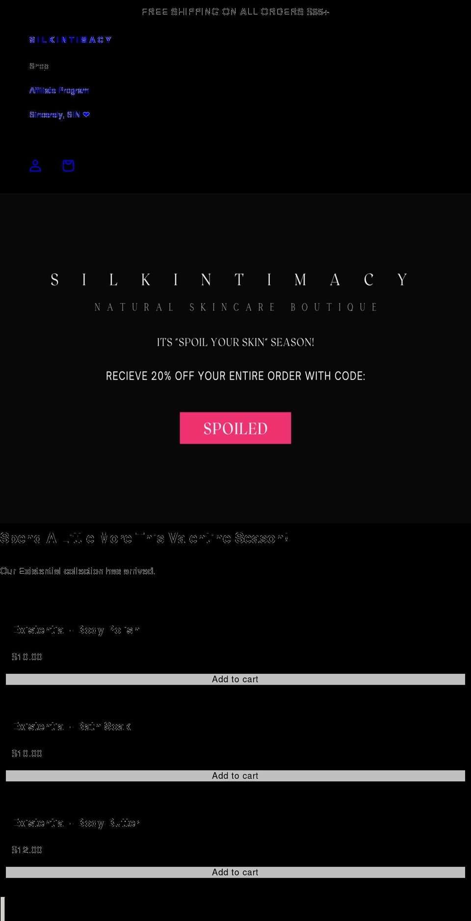 siintimacy.com shopify website screenshot