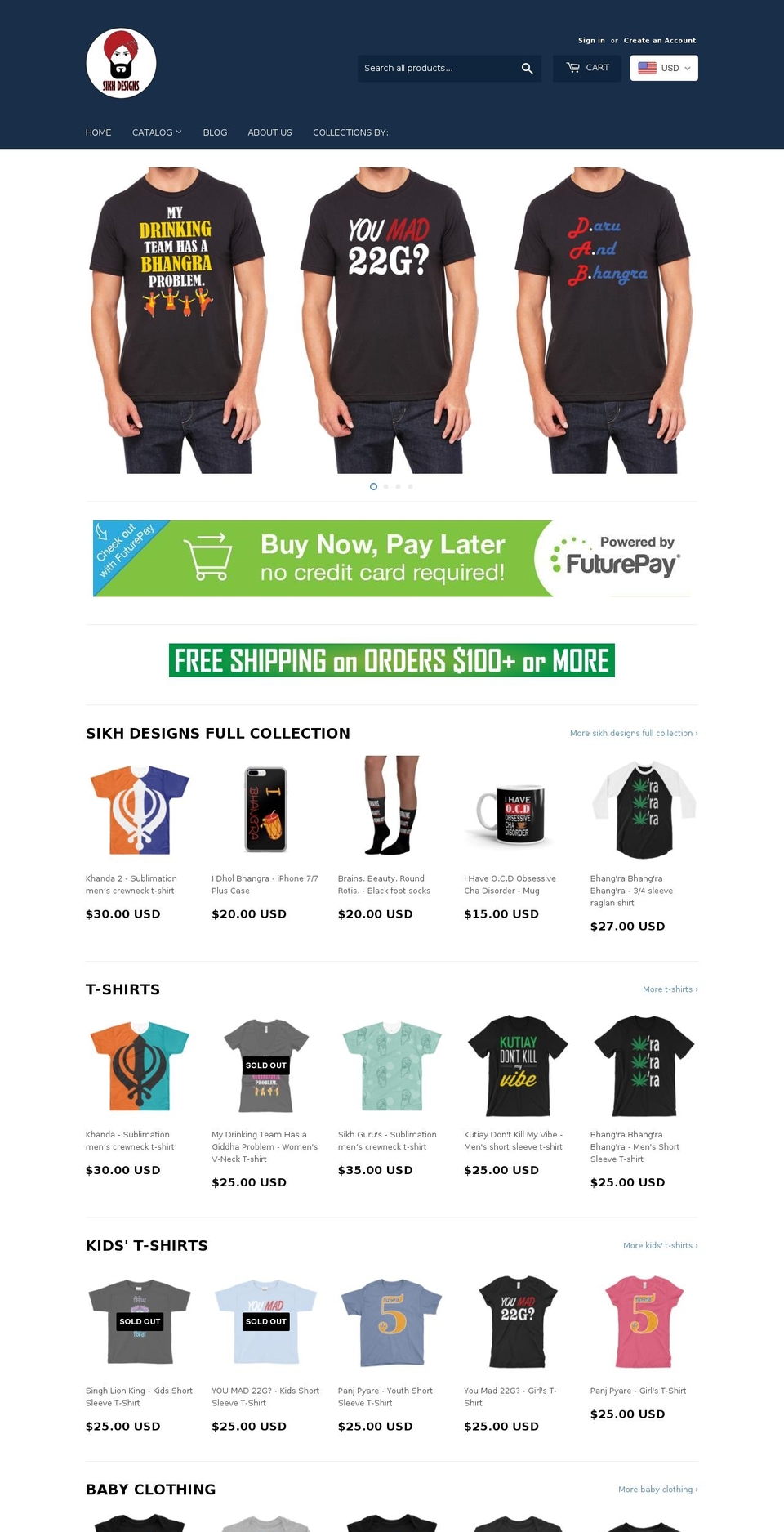 sikhdesigns.com shopify website screenshot