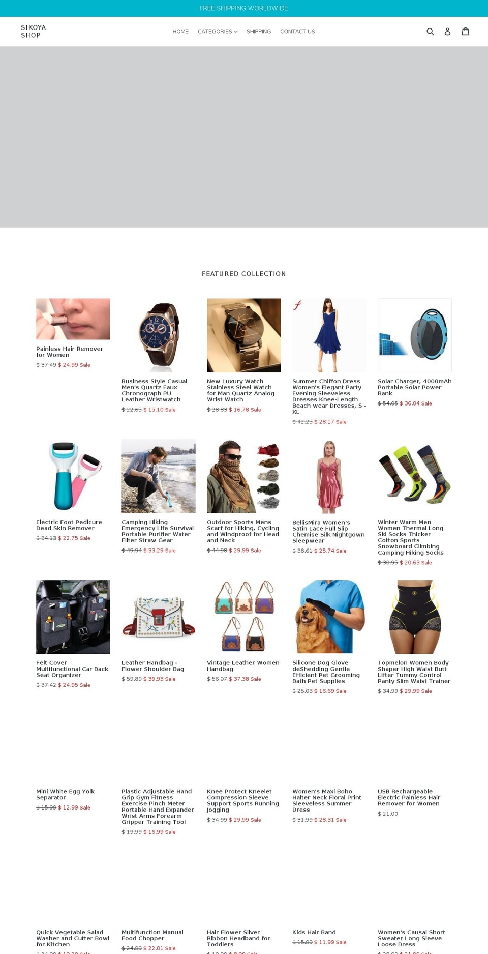sikoyashop.com — Shopify storefront screenshot