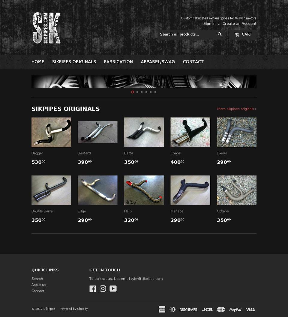 sikpipes.com shopify website screenshot