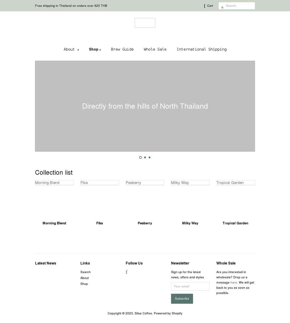 silaacoffee.com shopify website screenshot