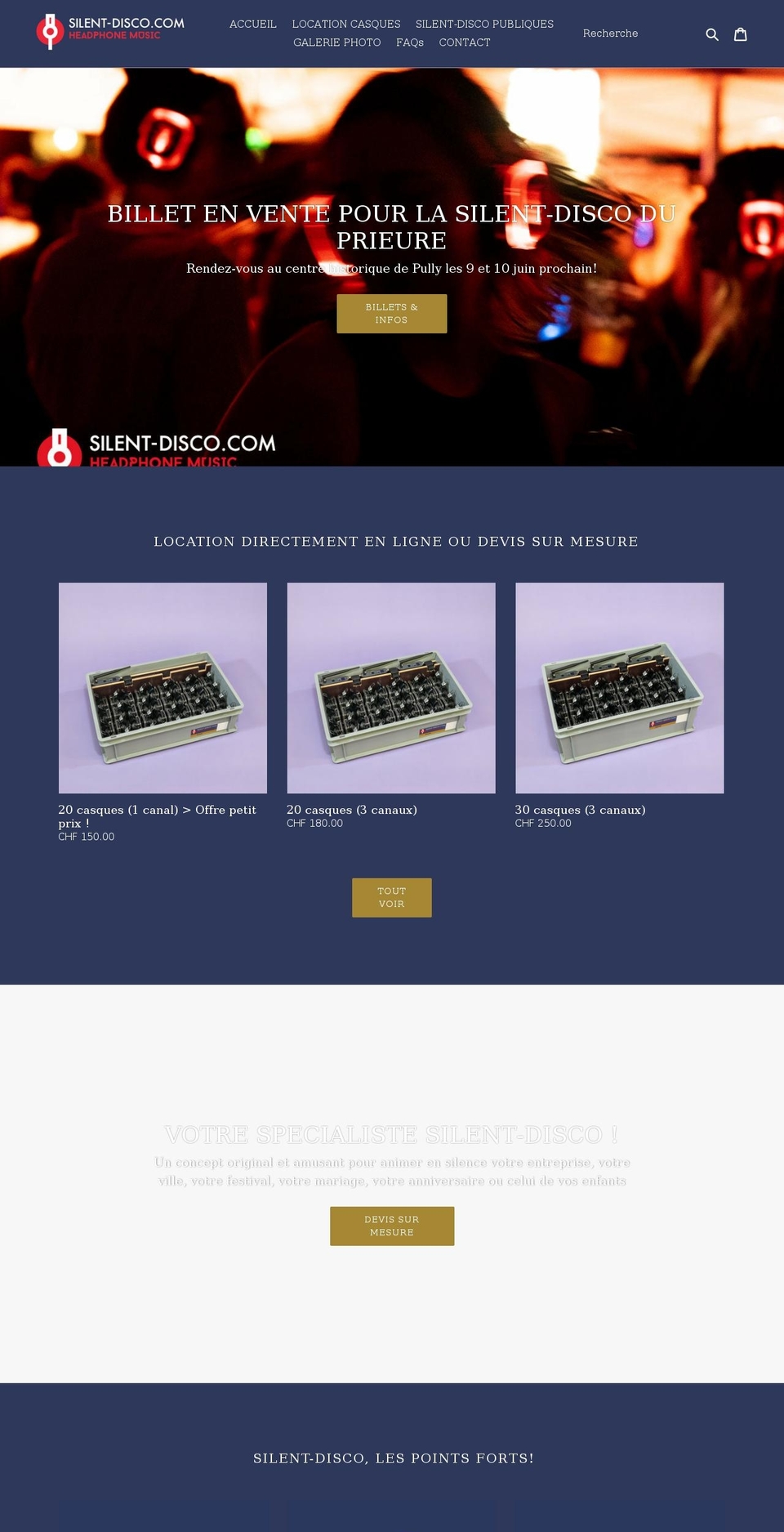 silent-disco.com shopify website screenshot