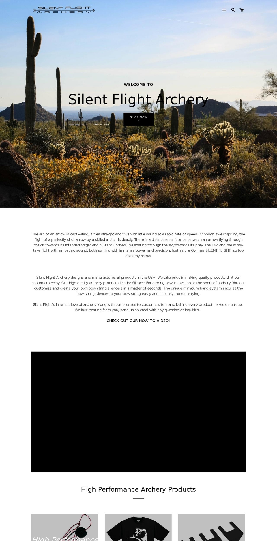 silentflightarchery.com shopify website screenshot
